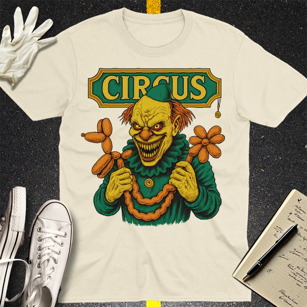Creepy Circus Clown T-Shirt - Natural