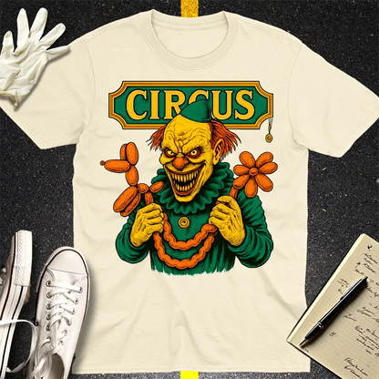 Creepy Circus Clown T-Shirt - Natural