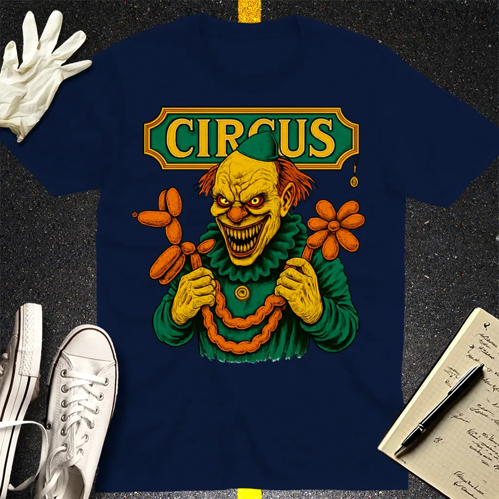 Creepy Circus Clown T-Shirt - Navy