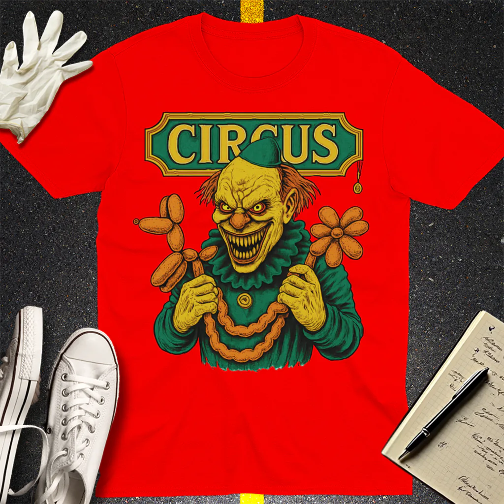 Creepy Circus Clown T-Shirt - Red