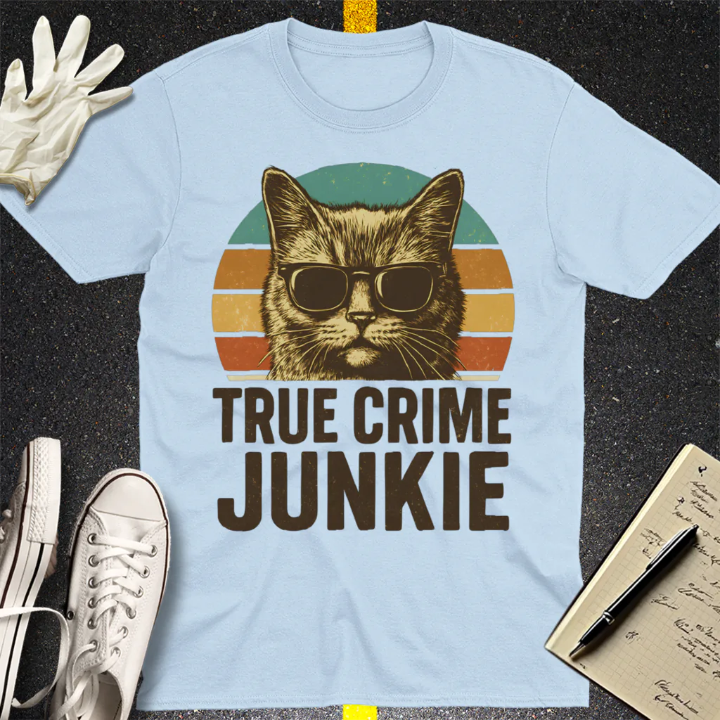 True Crime Junkie T-Shirt - Light Blue