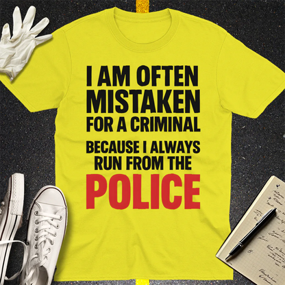 Run from the Police T-Shirt - Cornsilk