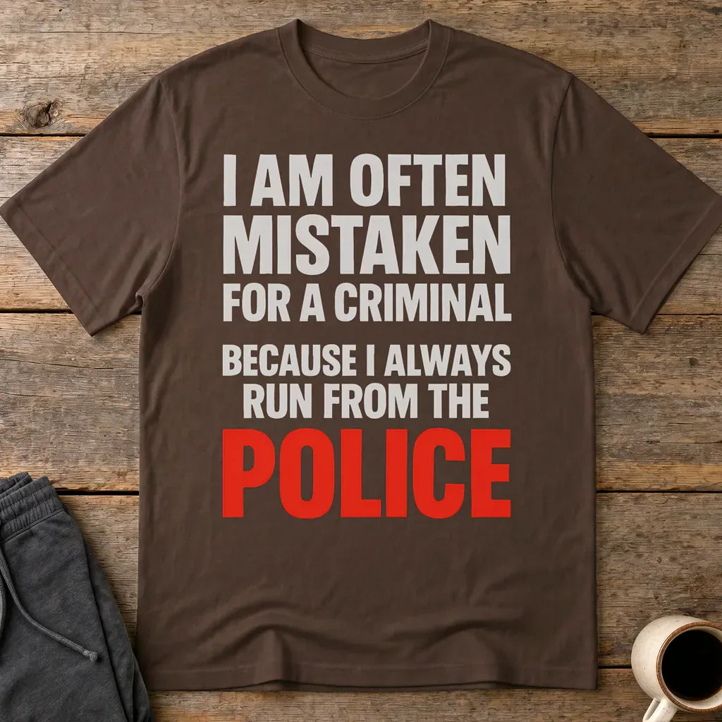 Run from the Police T-Shirt - Dark Chocolate