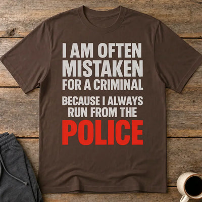 Run from the Police T-Shirt - Dark Chocolate
