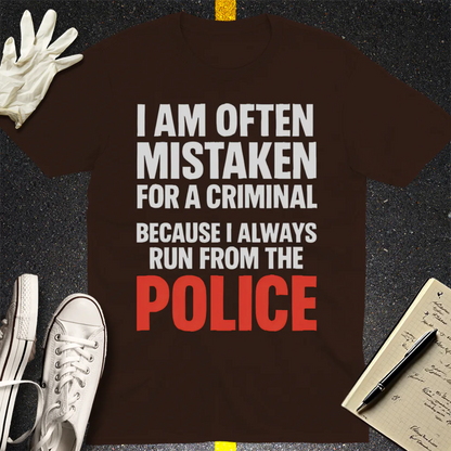Run from the Police T-Shirt - Dark Chocolate