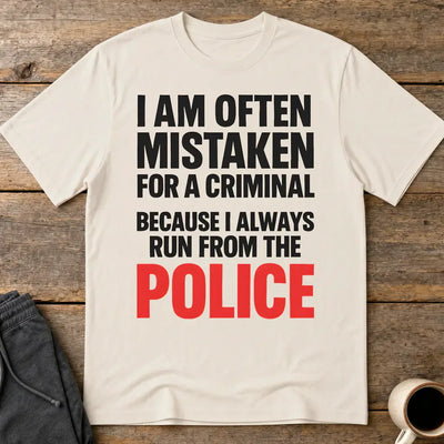 Run from the Police T-Shirt - Ice Grey