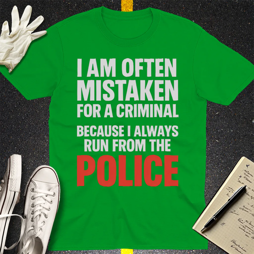 Run from the Police T-Shirt - Irish Green