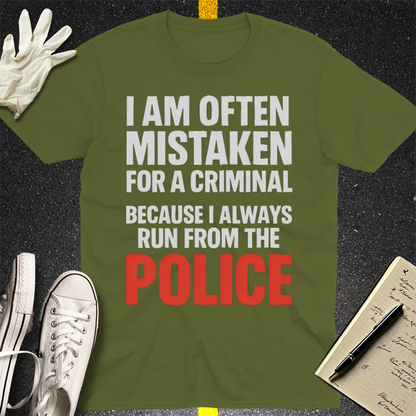 Run from the Police T-Shirt - Military Green