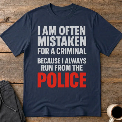 Run from the Police T-Shirt - Navy