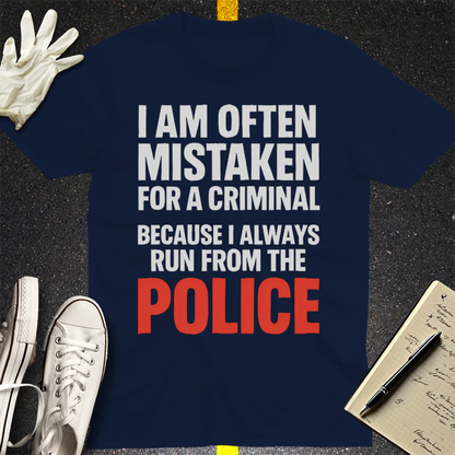 Run from the Police T-Shirt - Navy