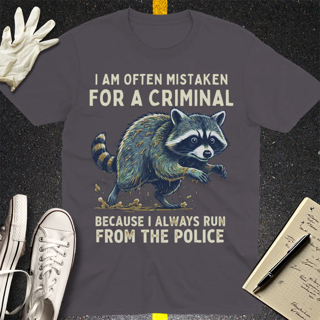 Runaway Raccoon T-Shirt - Charcoal