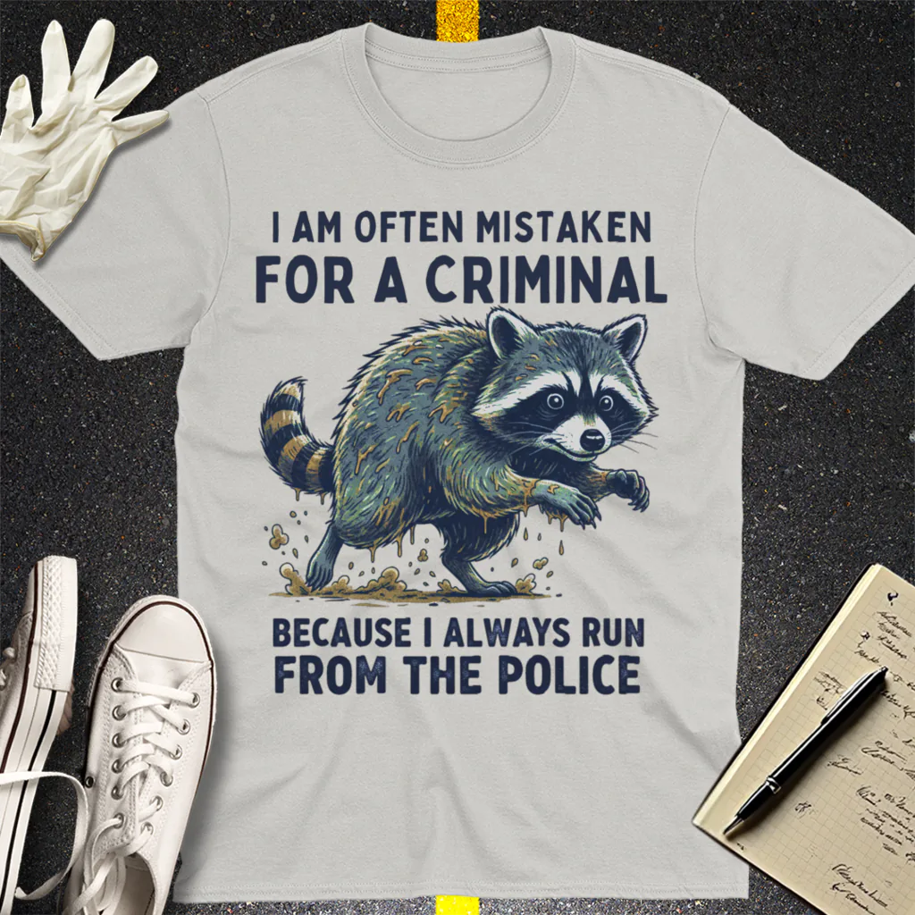 Runaway Raccoon T-Shirt - Ice Grey