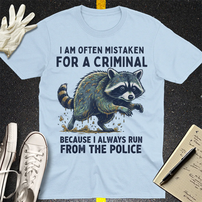 Runaway Raccoon T-Shirt - Light Blue