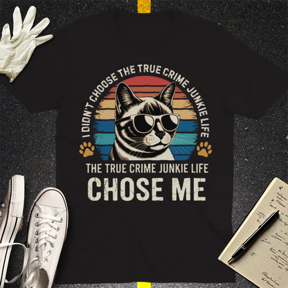 True Crime Cat Vibes T-Shirt - Black