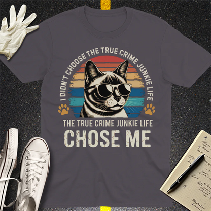 True Crime Cat Vibes T-Shirt - Charcoal