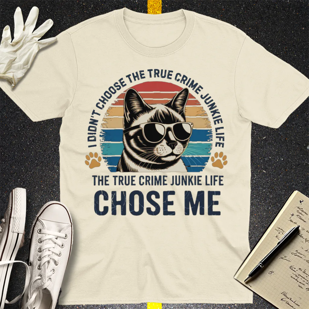 True Crime Cat Vibes T-Shirt - Natural