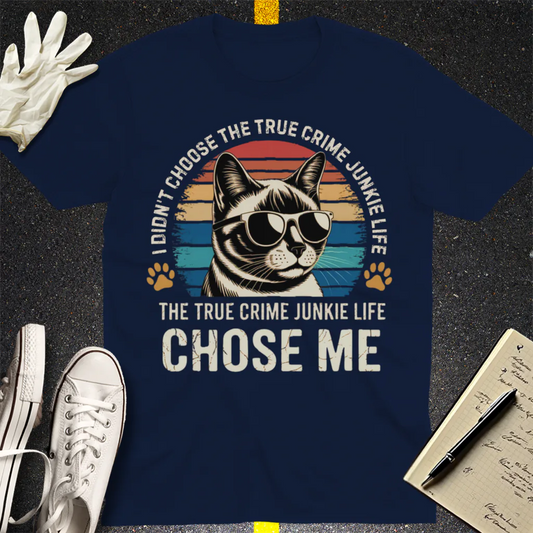True Crime Cat Vibes T-Shirt - Navy