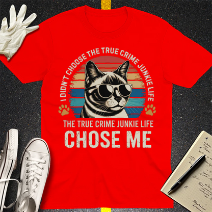 True Crime Cat Vibes T-Shirt - Red