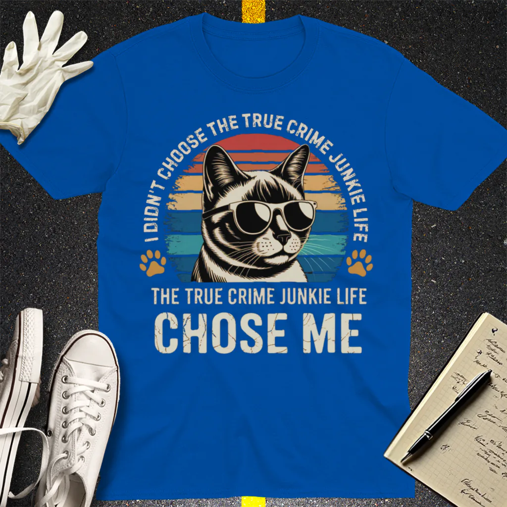 True Crime Cat Vibes T-Shirt - Royal