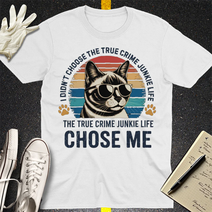 True Crime Cat Vibes T-Shirt - White