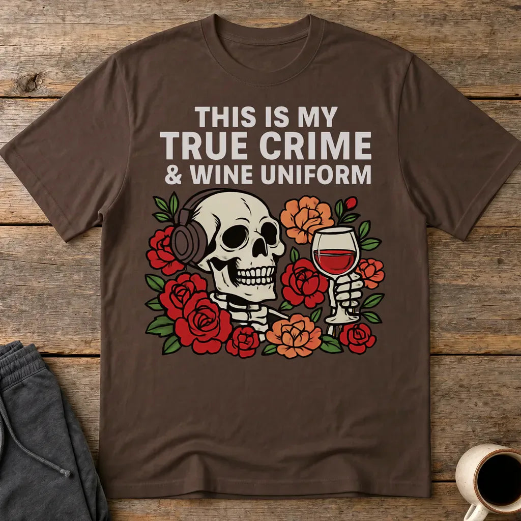True Crime & Wine Uniform T-Shirt - Dark Chocolate