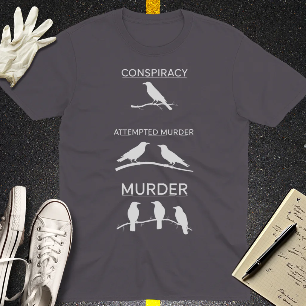 Crow Crime Scene T-Shirt - Charcoal