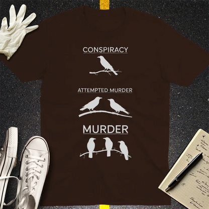 Crow Crime Scene T-Shirt - Dark Chocolate