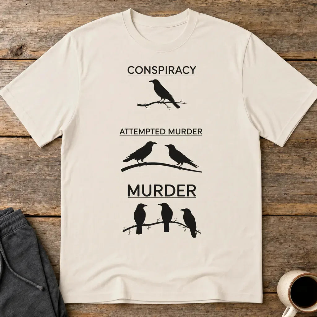 Crow Crime Scene T-Shirt - Ice Grey