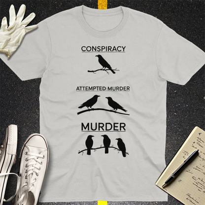Crow Crime Scene T-Shirt - Ice Grey