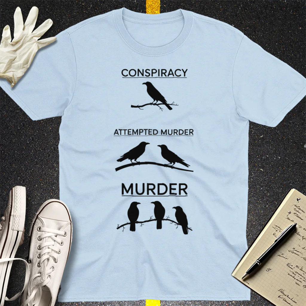 Crow Crime Scene T-Shirt - Light Blue