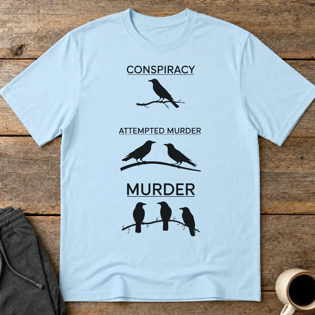 Crow Crime Scene T-Shirt - Light Blue
