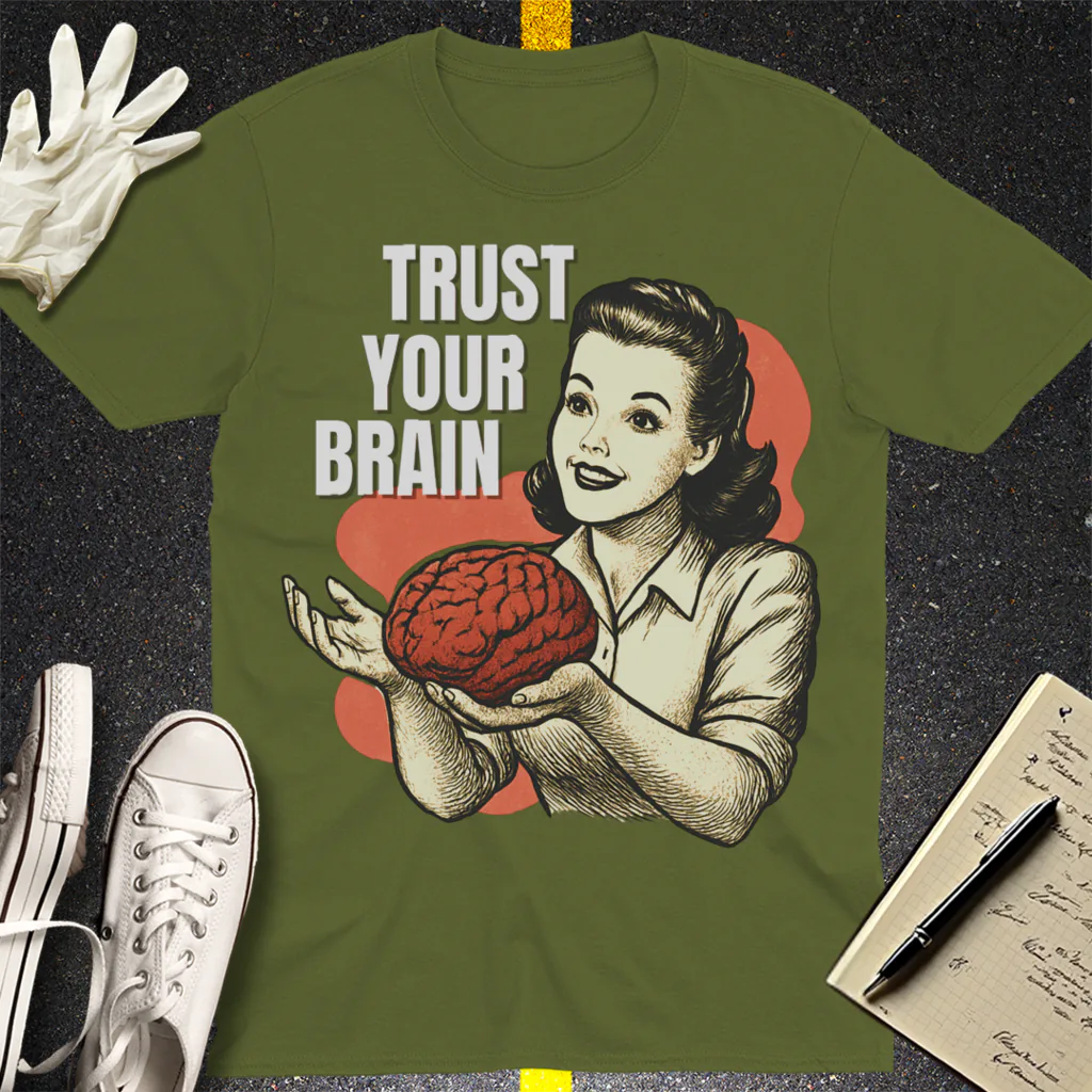 Brains for Dinner T-Shirt - Military Green