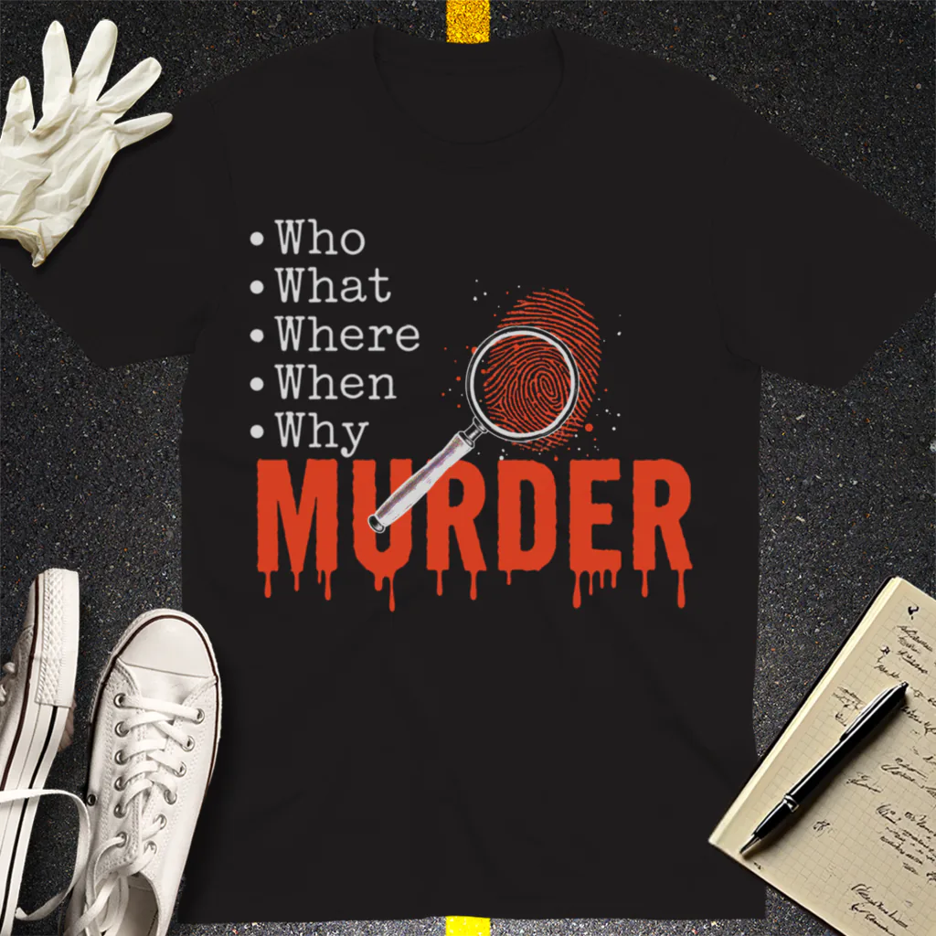 Murder Mystery Questions T-Shirt - Black