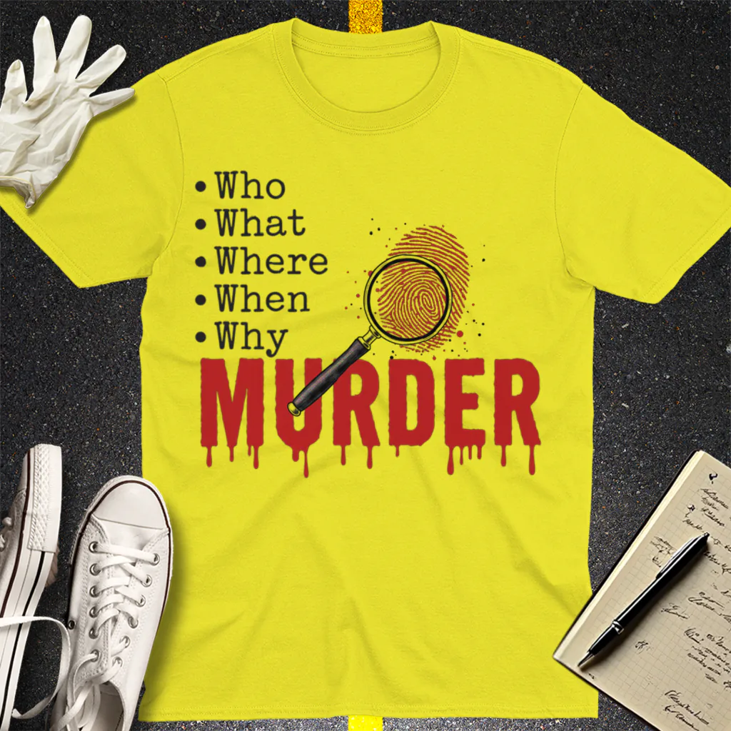 Murder Mystery Questions T-Shirt - Cornsilk