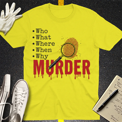 Murder Mystery Questions T-Shirt - Cornsilk