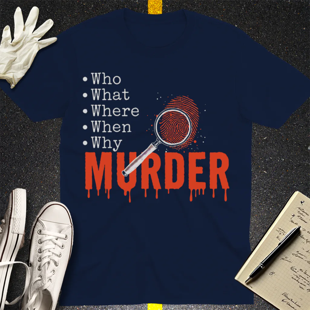 Murder Mystery Questions T-Shirt - Navy