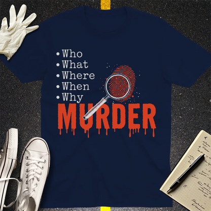 Murder Mystery Questions T-Shirt - Navy