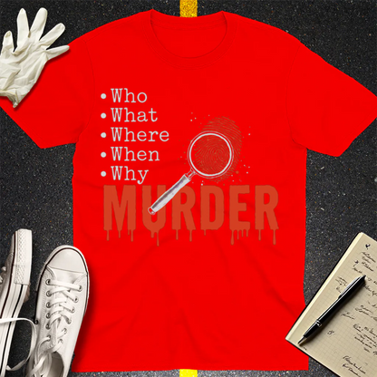 Murder Mystery Questions T-Shirt - Red