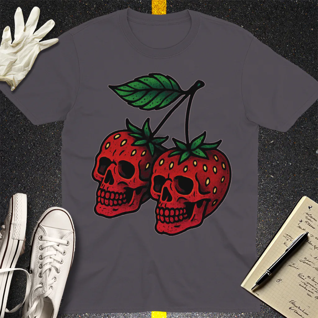 Strawberry Skulls T-Shirt - Charcoal