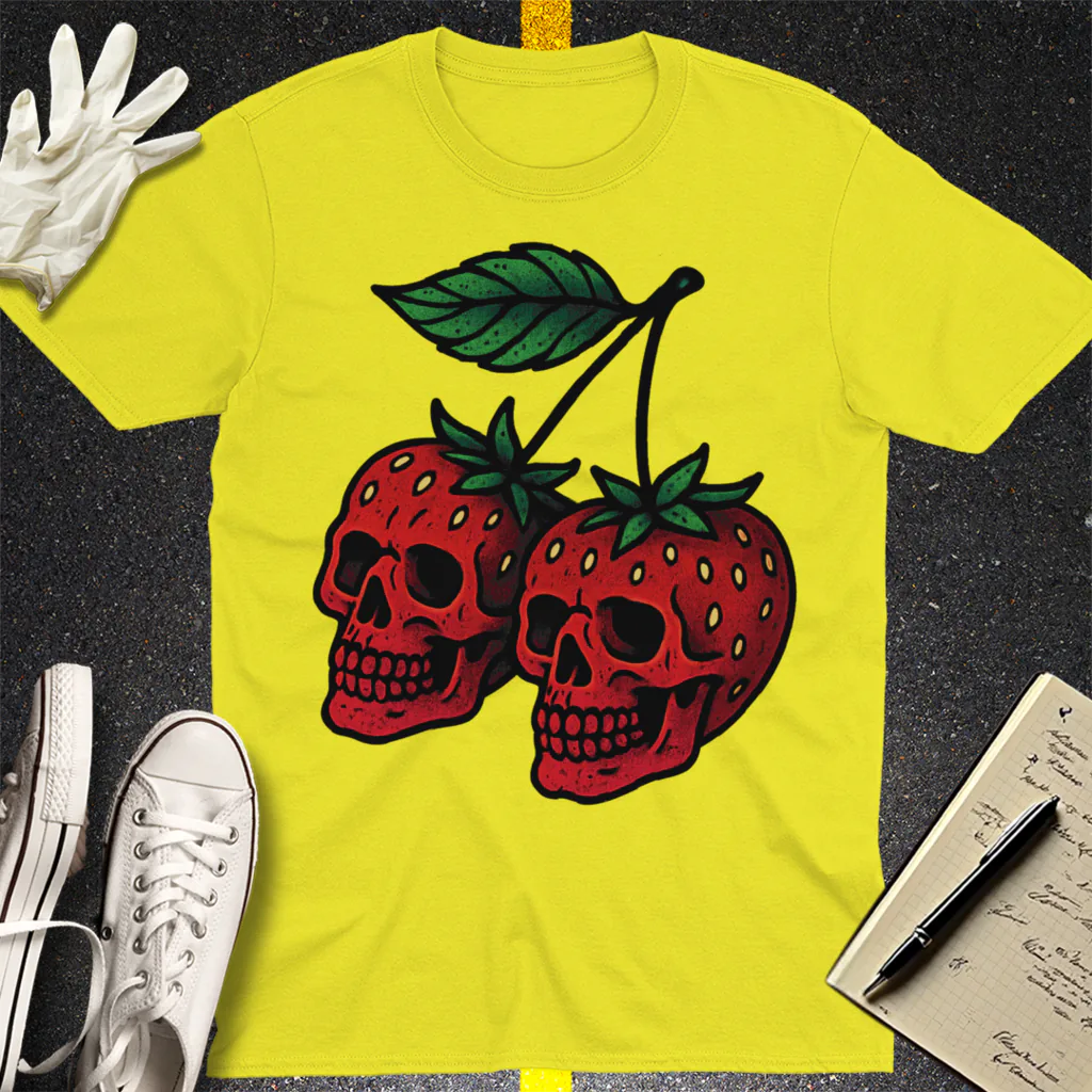 Strawberry Skulls T-Shirt - Cornsilk
