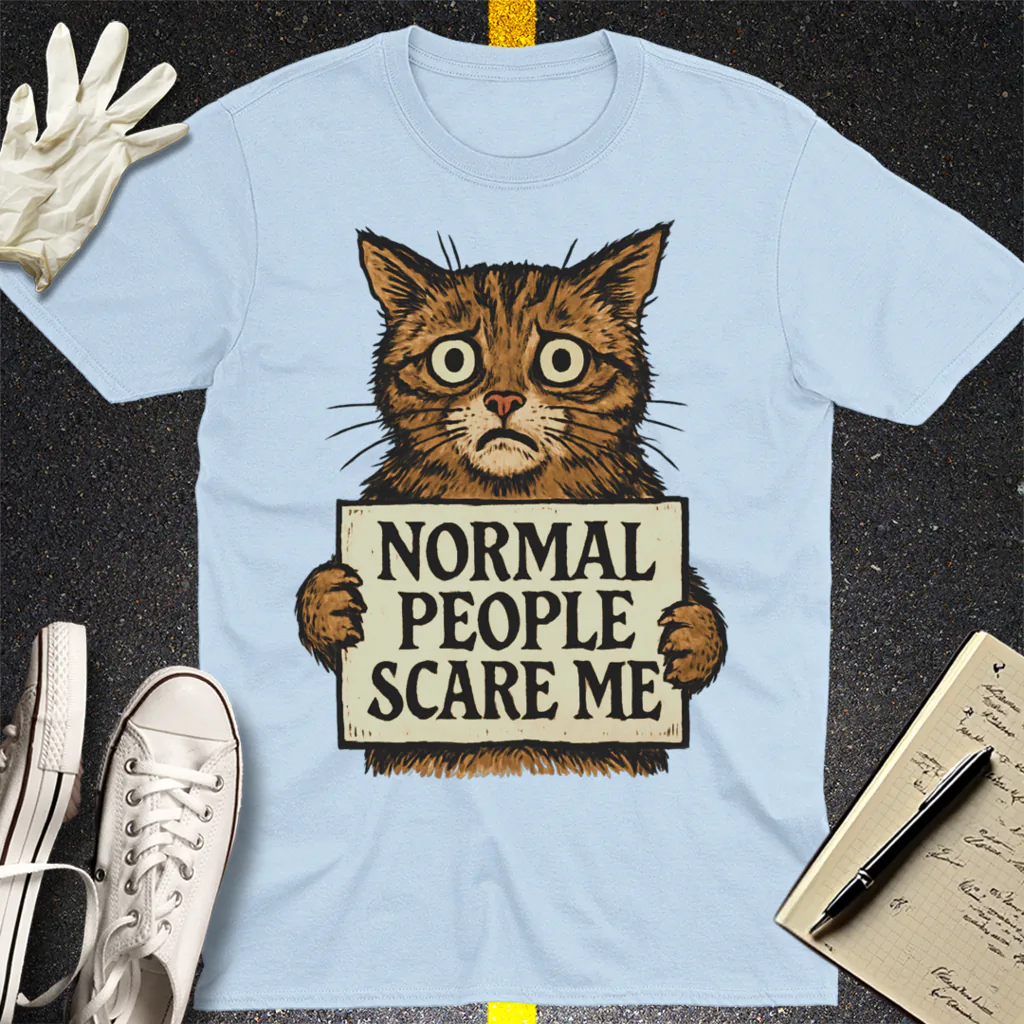 Normal People Scare Me T-Shirt - Light Blue