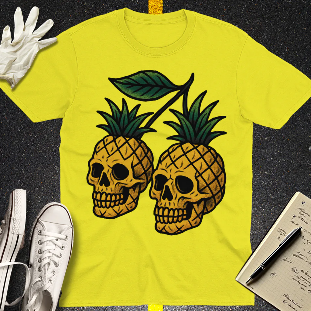 Pineapple Skulls T-Shirt - Cornsilk