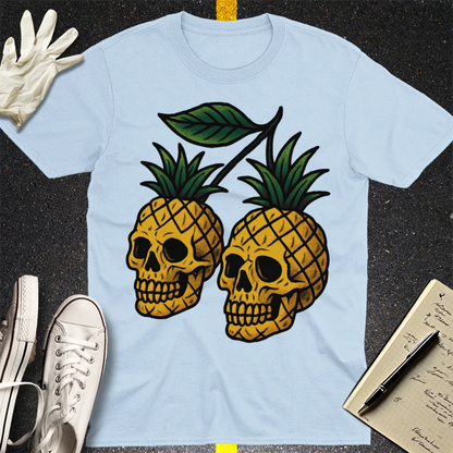 Pineapple Skulls T-Shirt - Light Blue
