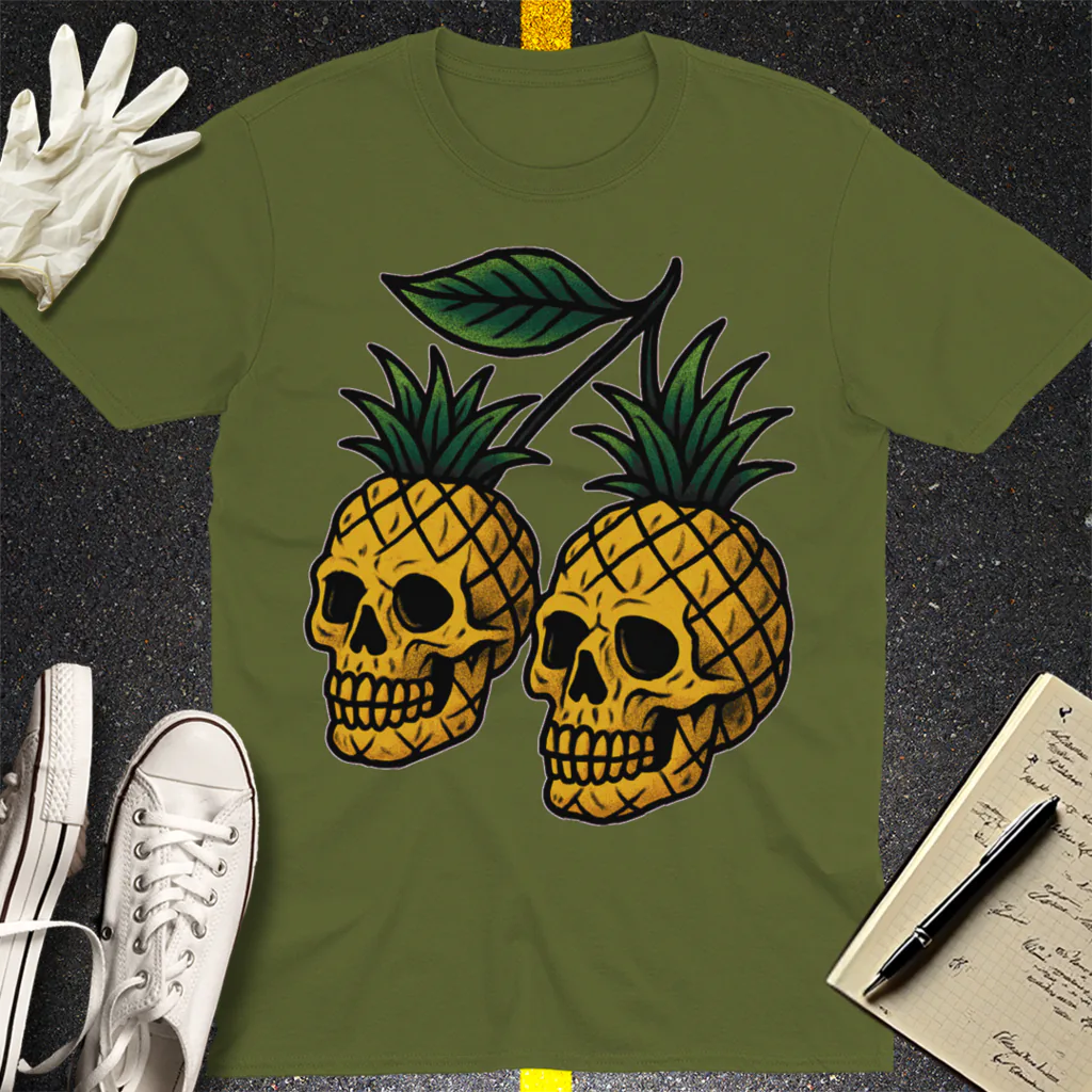 Pineapple Skulls T-Shirt - Military Green