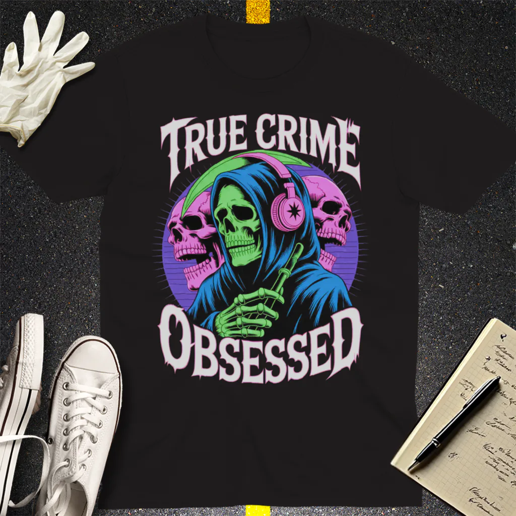 True Crime Obsessed T-Shirt - Black