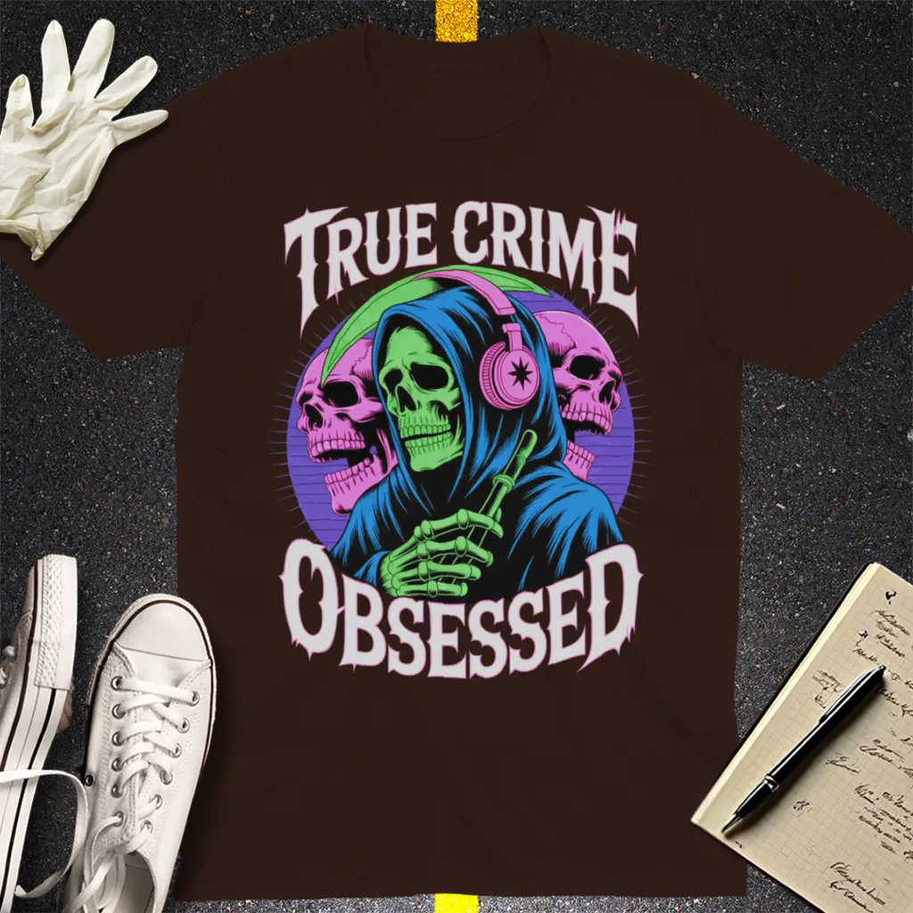 True Crime Obsessed T-Shirt - Dark Chocolate
