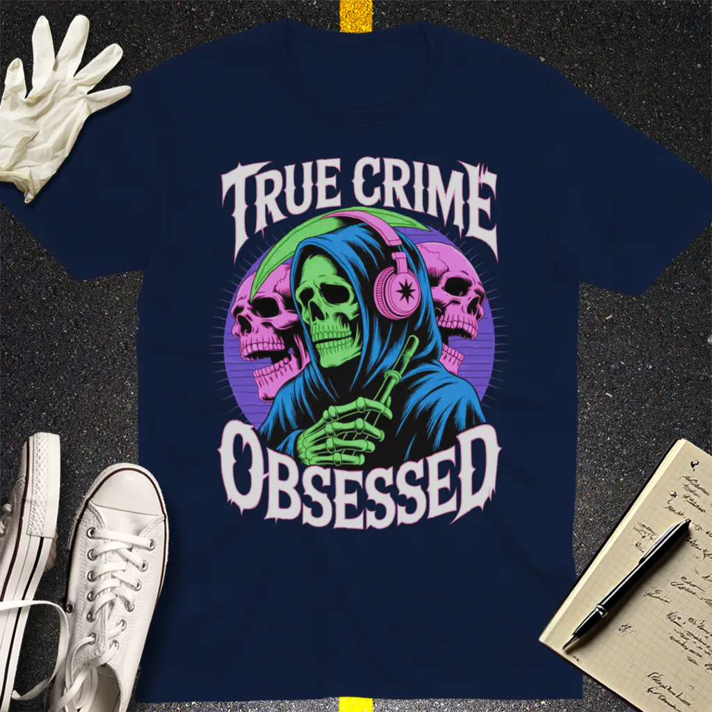 True Crime Obsessed T-Shirt - Navy