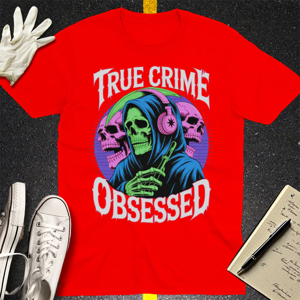 True Crime Obsessed T-Shirt - Red