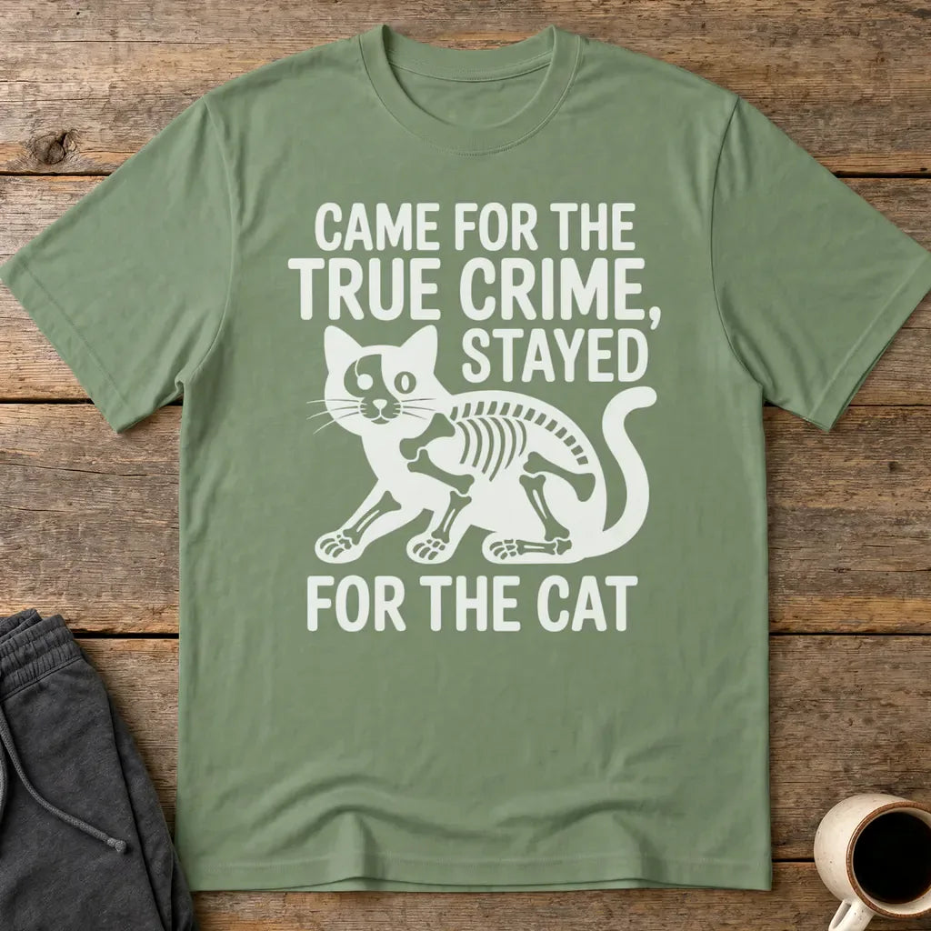 True Crime Cat Lover T-Shirt - Military Green