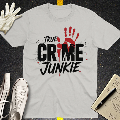 True Crime Junkie T-Shirt - Ice Grey